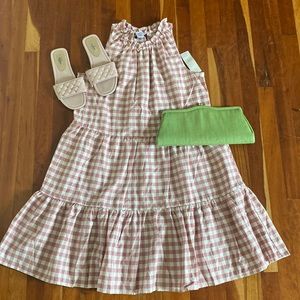 NWT Isabel & Nina Dusty Pink Gingham Check Sleeveless Dress
